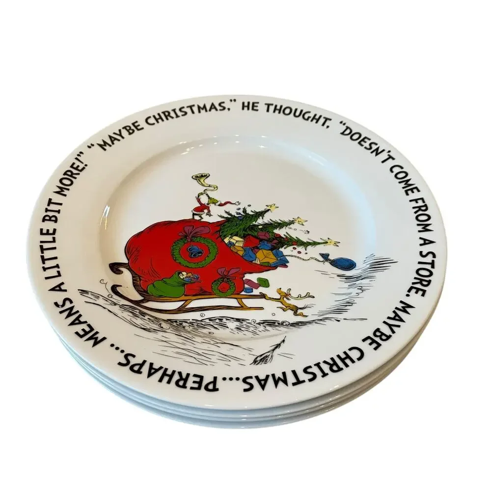 New Set of 3 Dr. Seuss The Grinch’s Small Heart Grew 3 Sizes Salad Plates